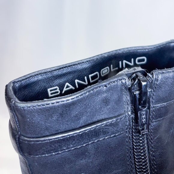 Wicked Style Bandolino Black Long Square Toe Boots Heeled Buckle Accent Shoe - Picture 10 of 12